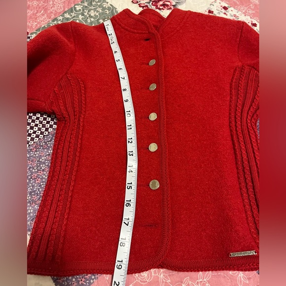 Vintage GEIGER TYROL Wool Sweater Blazer Jacket in Red Austria Size 36 - Picture 5 of 13